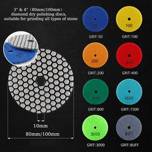 3“ & 4” diamond dry polishing discs, suitable for grinding all types of stone - Picture 1 of 15