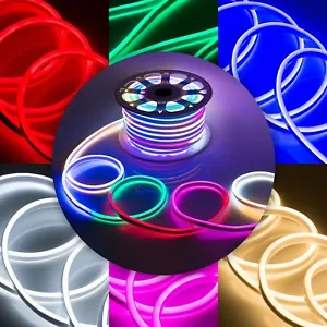 12V Double Sided Waterproof LED Neon Rope Light Strip Outdoor Home Xmas Decor - Picture 1 of 75