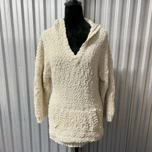 Volcom Sweater Women's XS White Popcorn Knit Hoodie Sweater Cozycore - Picture 1 of 10