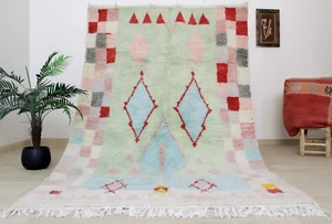 Handmade Boujaad Moroccan Rug 5'x7' Geometric Berber Wool Multicolor Area Carpet - Picture 1 of 10