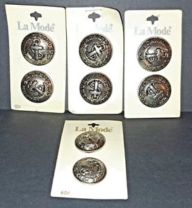 La Mode Round Metal ANCHOR Silver Tone 6 LG 2 SM Canal De Vieux Nautical - Picture 1 of 6
