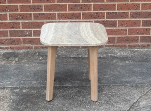 Mali - 500mm Outdoor Side Table - GRC Tabletop with Eucalyptus Timber Frame - Picture 1 of 4