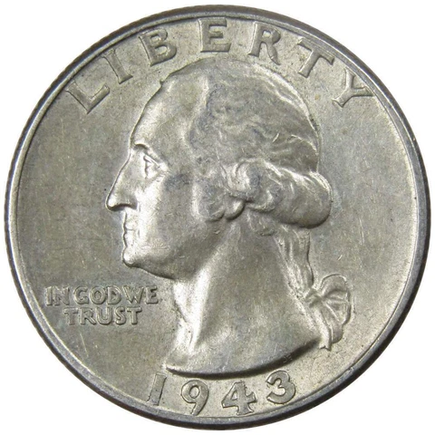 1943 Washington Quarter XF EF Extremely Fine 90% Silver 25c US Coin Collectible Cover