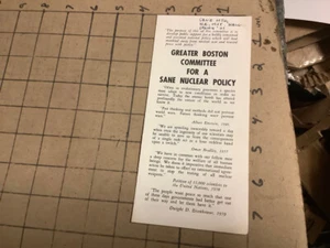 original Brochure: GREATER BOSTON Committee for a Sane NUCLEAR POLICY i show all - Picture 1 of 3