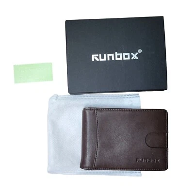 Carteira fina minimalista RUNBOX para homens com clipe de dinheiro RFID bloqueio bolso frontal - Imagem 1 de 4
