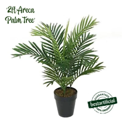 Best Artificial 60cm 2ft Areca Palm Tree House Plant  Office Conservatory Home - Image 1 of 4
