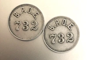 2 VTG Trade Tokens: BPOE "ELKS" LODGE #732 Winfield KS; 5 CENTS IN MERCHANDISE - Picture 1 of 2