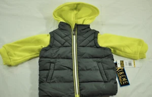 boy's Extreme jacket size 12M gray/yellow long sleeve full zipper hodded insulat - Picture 1 of 5