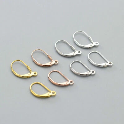 Solid 925 Sterling Silver Lever Back Clip Ear Wires for Jewellery Making A4141 - Image 1 of 4