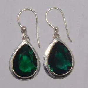 Green Tourmaline Earring 925 Sterling Silver Handmade Gemstone Jewelry 1.6'' - Picture 1 of 3