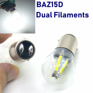 2x BAZ15D 7225 WHITE 6000K 4W LED COB BRAKE TAIL LIGHT BULBS GLASS COVER 12V DC - Picture 1 of 11