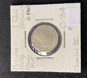 1808 Bolivia 1 Real 0.8960 Silver Free Shipping - Picture 1 of 2