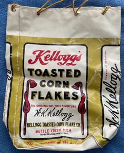 Vintage KELLOGG'S TOASTED CORN FLAKES Vinyl Bag With Drawstring Cord - Picture 1 of 2