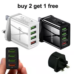 QC3.0 USB Fast Charge 4 Port Multiple Plug Quick Charger Power Supply Adapter UK - Picture 1 of 13