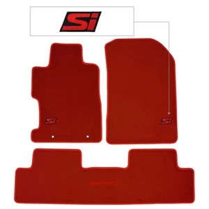 Fits 06-11 Honda Civic Red Nylon Floor Mats Front Rear Carpet Non-slip w/ Red SI - Picture 1 of 5