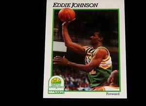 Vintage Basketball Card, 1991 NBA HOOPS, Eddie Johnson Seattle Supersonics,# 199