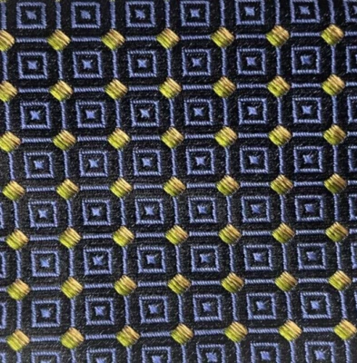 Bow Tie Men Silk Blue Black Geometric SELF TIE Bowtie - Image 1 of 4