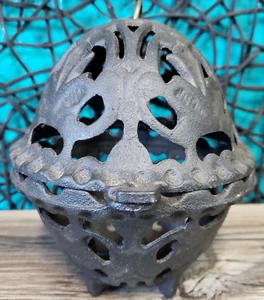 Vintage Cast Iron String Dispenser Yarn Twine Holder Footed Basket - Picture 1 of 12
