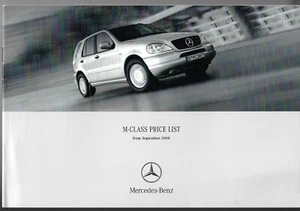 Mercedes-Benz M-Class Specifications 2000-01 UK Market Brochure ML 320 430 270 - Picture 1 of 2