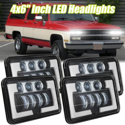 Faros LED de 4x6 pulgadas haz sellado alto/bajo de 4 piezas para GMC V2500 SUBURBAN 1989-1991 Foto 1 de 4