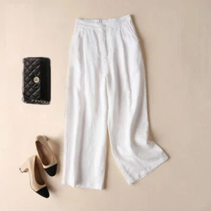 Women's Wide Leg Crop High Waist Palazzo Gaucho Pants Choice of 3 Colors - Picture 1 of 26