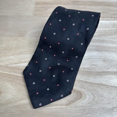 Corbata de seda Brooks Brothers para hombre negra geométrica a lunares fabricantes de jacquard Foto 1 de 4