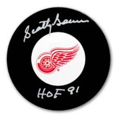 NHL HOFer Scotty Bowman Autographed Detroit Red Wings Puck SA COA 9X CUP CHAMP - Image 1 of 2