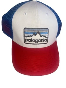 Patagonia Herren rot weiß blau OS Snapback Mesh Back Canvas Trucker Cap Mütze - Bild 1 von 5