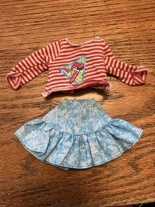 Teen Time Courtney red stripe top denim skirt acid wash Skipper doll - Picture 1 of 3