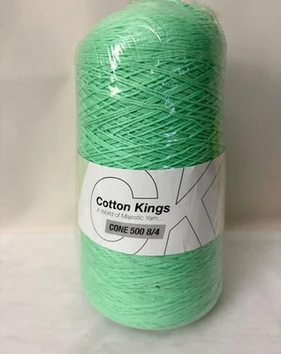 Cotton Kings CONE 500 8/4 Yarn MINT #22 Green 500g 1859yds Super Fine SEALED! - Image 1 of 4