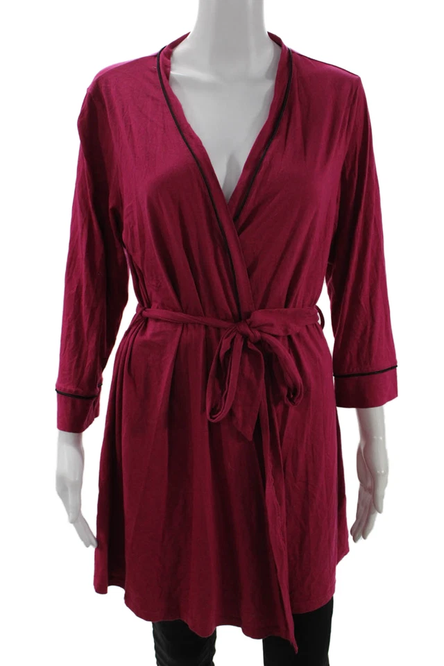 Bata Cosabella Mujer Algodón Manga Larga Atada Cuello en V Rosa Talla M Foto 1 de 4