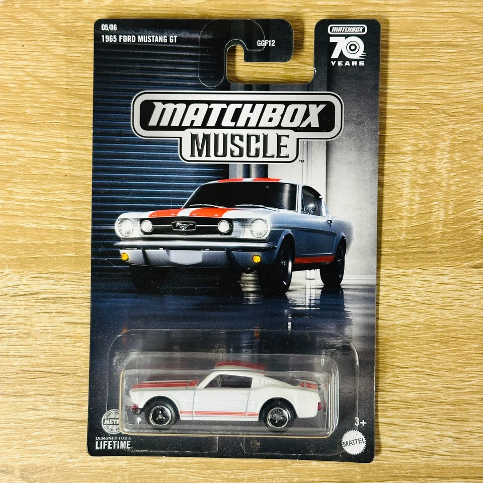 1965 Ford Mustang GT Matchbox Muscle 70 Years White Red Long Card 5/6 2023 - Image 1 of 1