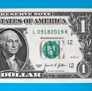 September 18, 2019 (L 09182019 K) BIRTHDAY Note $1 One Dollar Bill *UNC* - Picture 1 of 4
