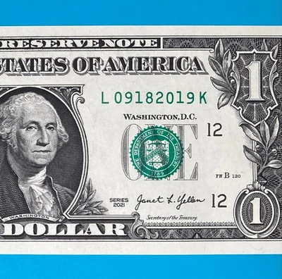 September 18, 2019 (L 09182019 K) BIRTHDAY Note $1 One Dollar Bill *UNC* - Image 1 of 4