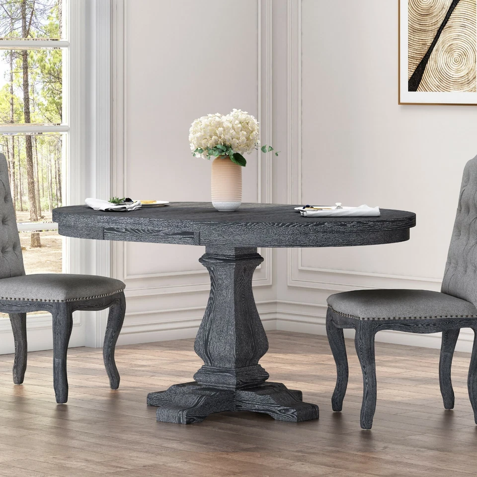 Carrick Rustic Wood Expandable Oval Dining Table - Image 1 of 4