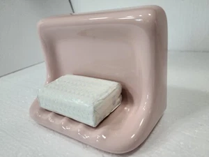 Vintage Mamie Pink Ceramic Soap Dish Tray Shower Mid Century Modern Color 063 - Picture 1 of 24
