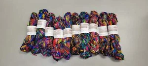 Set 10 Reclaimed Silk Yarn Skeins. Hand-Spun Black and Rainbow. Recycled Yarn. - Picture 1 of 3