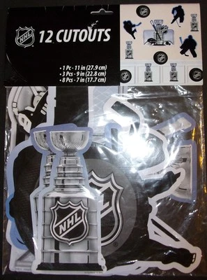 NHL Hockey Cutouts 12-piece room decorating set birthday party paper/cardboard - Image 1 of 4