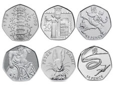 All British 50p Coins - Old Style 50p, D-Day Landings, Beatrix Potter