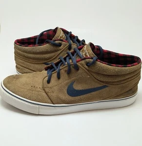 Rare Mens Nike Stefan Janoski Brown Skateboarding Plaid Shoes 443095-241 Size 11 - Picture 1 of 7