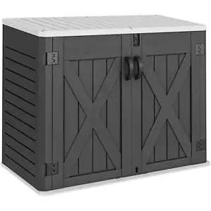 Outdoor Horizontal Storage Shed 35 Cu Ft Weather Resistant Resin Tool Shed - Picture 1 of 10