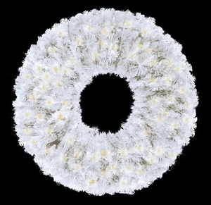 2' White Sequoia Wreath with Pre-Lit Warm White LED Lights - Picture 1 of 1