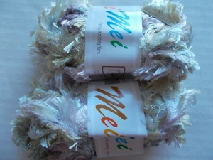 MeiMei Fancy Knitting Yarn, boa per ciglia, toni pastello argentati, lotto di 2 - Foto 1 di 2