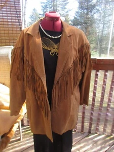 #25 men suede leather made Canada coat jacket suede leather brown XS cowboy like - Picture 1 of 8
