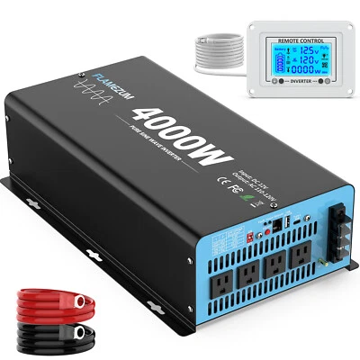 4000W 8000W Pure Sine Wave Power Inverter 12V to 110V 120V Converter Camping Car - Image 1 of 4