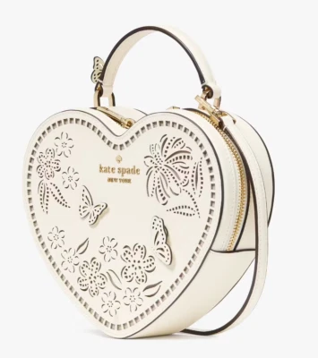 Kate Spade Love Shack Perforated Ivory Leather Heart Crossbody KL039 Purse NWT F - Image 1 of 4