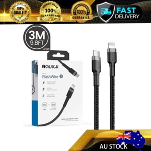 iQuick Braided USB-C to Lightnin Fast Charging Cable 3M - Picture 1 of 8