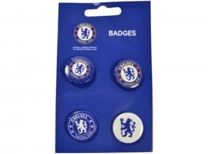 Chelsea FC Button Badge Set 4er Pack offizielle Handelsware NEU UK KOSTENLOSER VERSAND - Bild 1 von 2