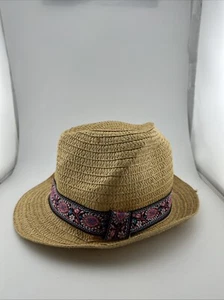 Unbranded Girl’s Beach Hat Woven Straw Hat Colorful Large Brown Brimmed - Picture 1 of 6