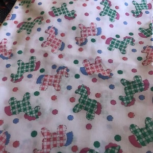 vintage Fabric nursery Rocking Horse polka dots pinks blue green 106cm x 111cm - Picture 1 of 3